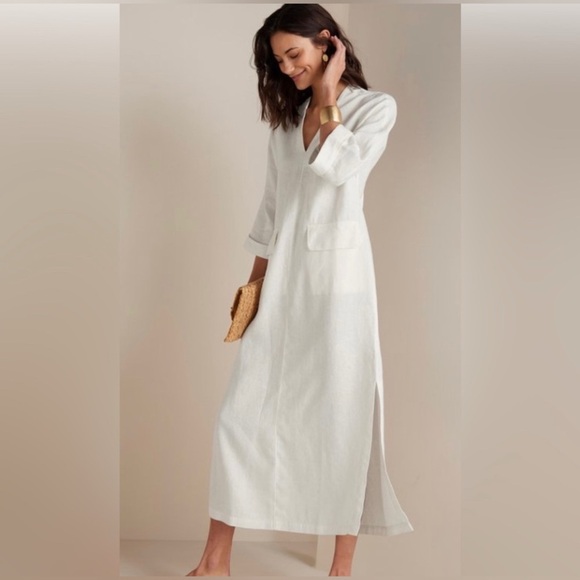 Soft Surroundings Kavala 100% Linen Size L White/Cream Dress - Picture 2 of 12
